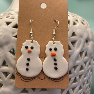 Lightweight Polymer Clay Snowman Dangle Earrings
